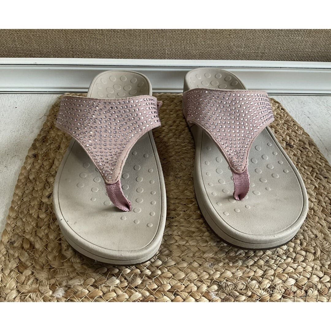 VIONIC NAPLES CHAMPAGNE SPARKLE PLATFORM FILP FLOP SANDALS~WOMEN Sz 9