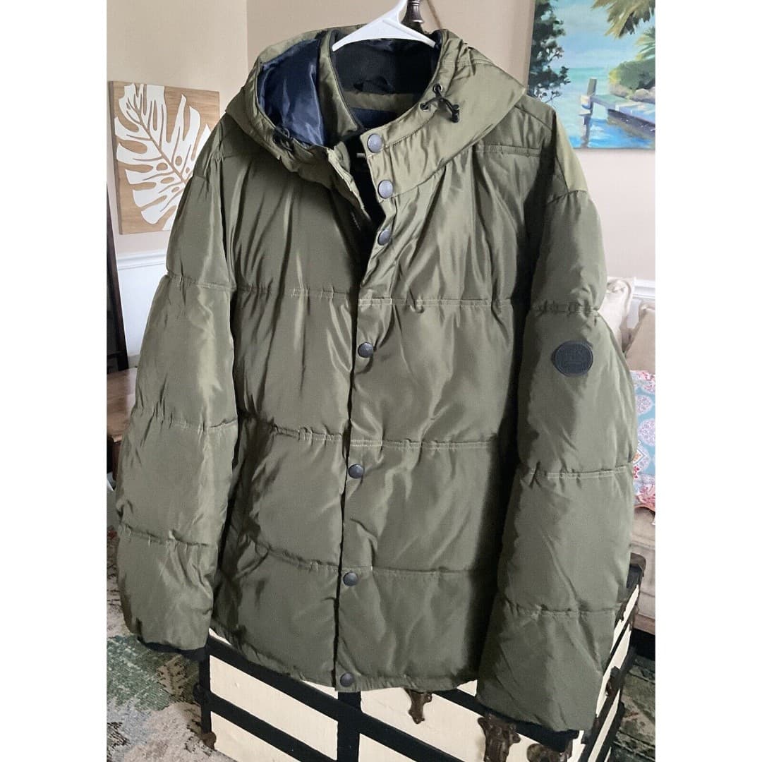 Lucky Brand Men's Jacket Hooded Heavy Puffer Olive Green Jacket 2XL-NWT