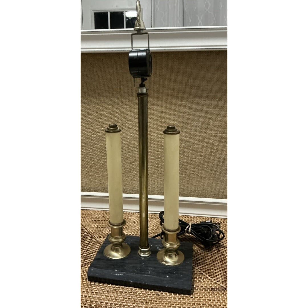 Vintage 18” Tall French Bouillotte Candle Stick Brass Table Lamp