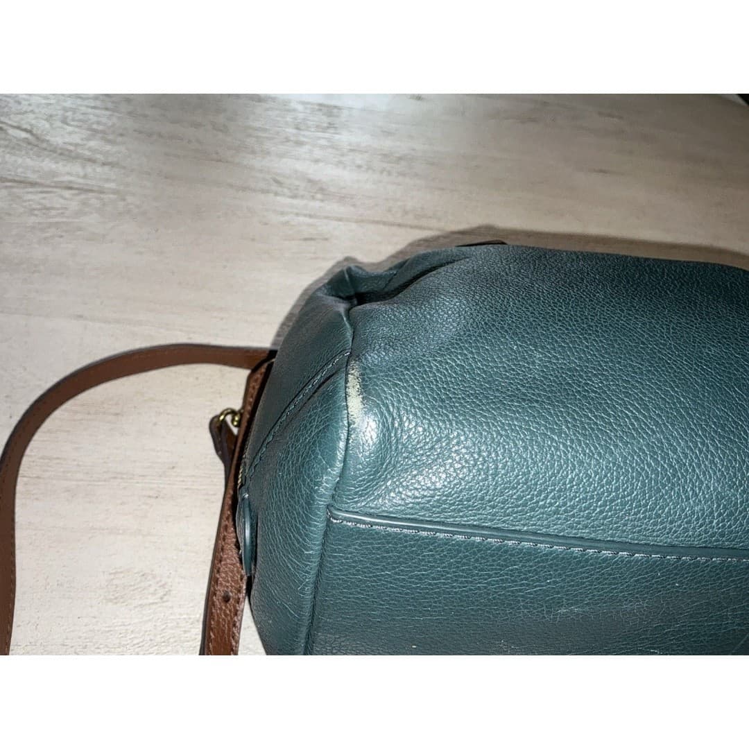 FOSSIL RACHEL Dark Teal Convertible Satchel Handbag Crossbody Purse - Thumbnail 4
