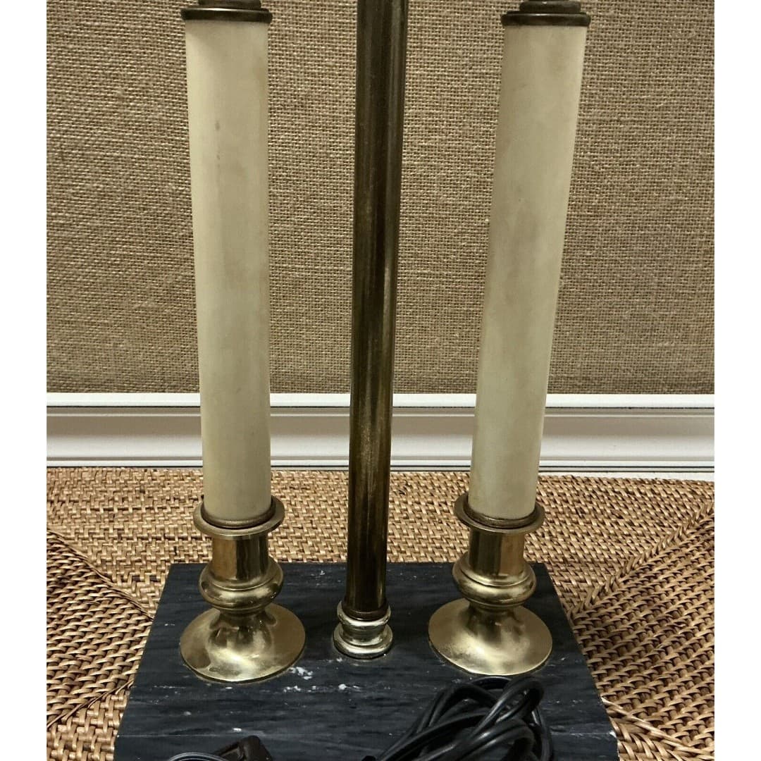 Vintage 18” Tall French Bouillotte Candle Stick Brass Table Lamp - Thumbnail 11