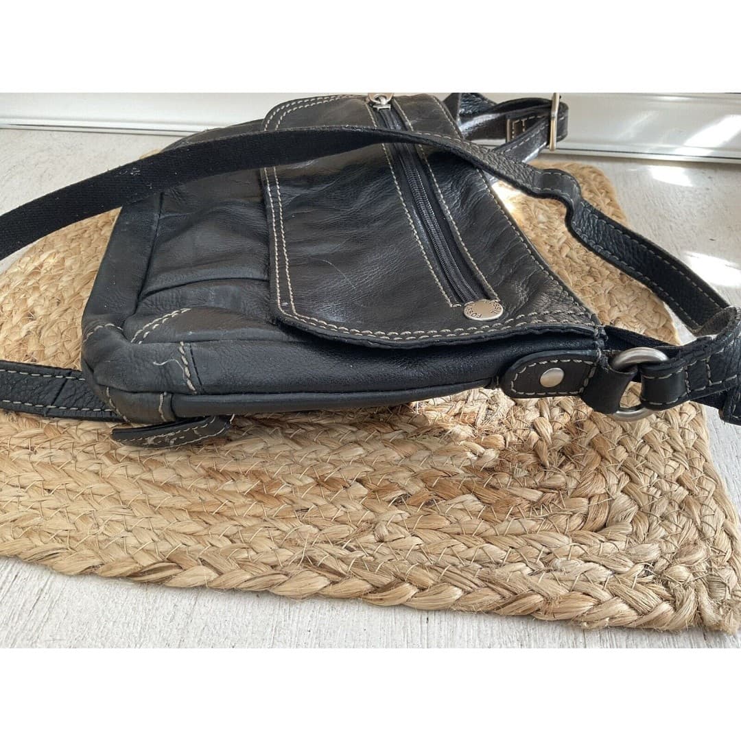 Fossil Small Leather Classic Crossbody Purse Bag Adjustable Strap Black - Thumbnail 12