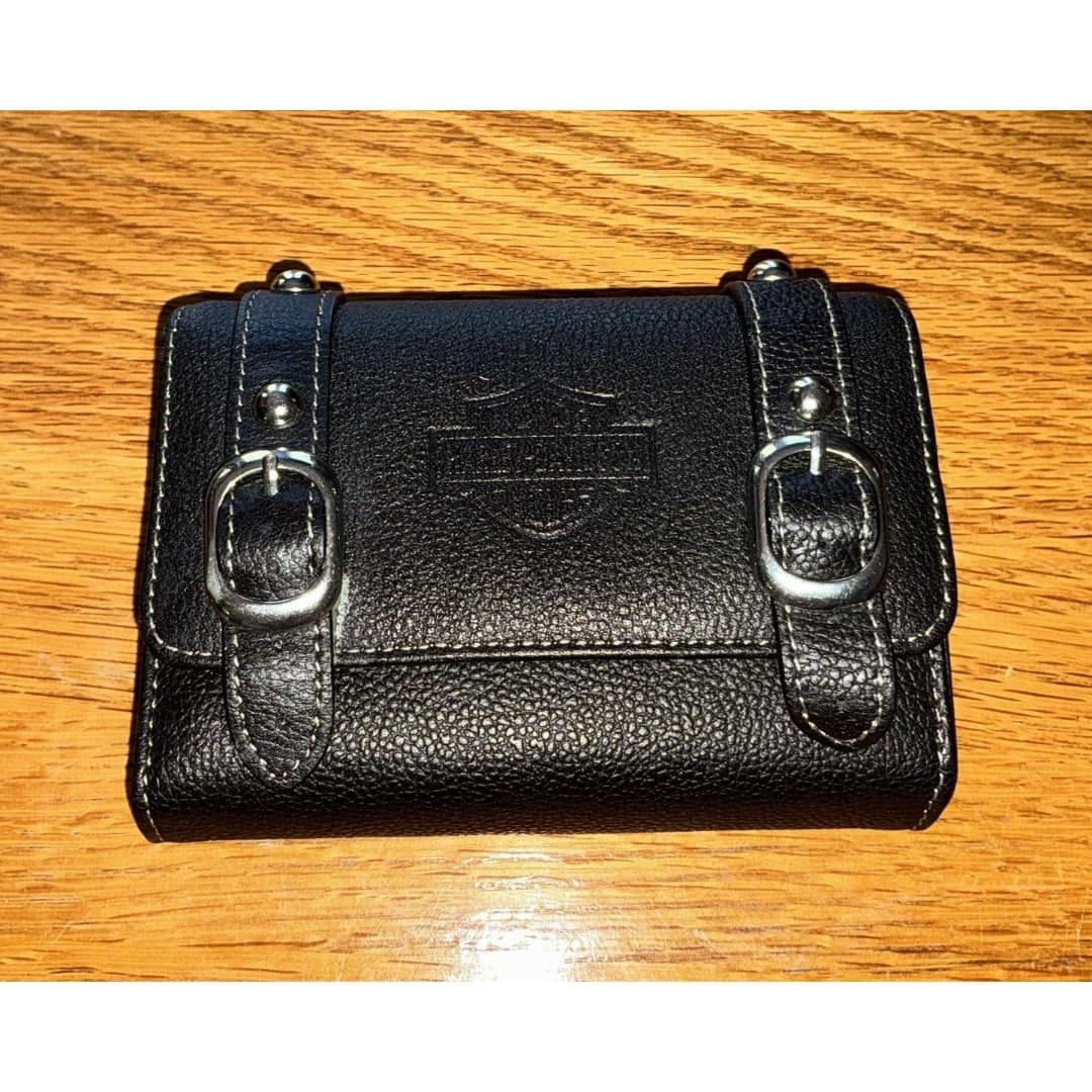 Harley Davidson Phone Case Small Black Leather Belt Loop Biker Motorcycle Purse - Thumbnail 3