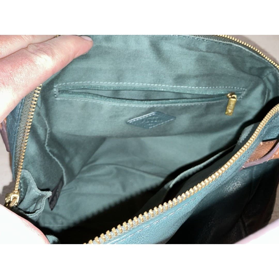 FOSSIL RACHEL Dark Teal Convertible Satchel Handbag Crossbody Purse - Thumbnail 9