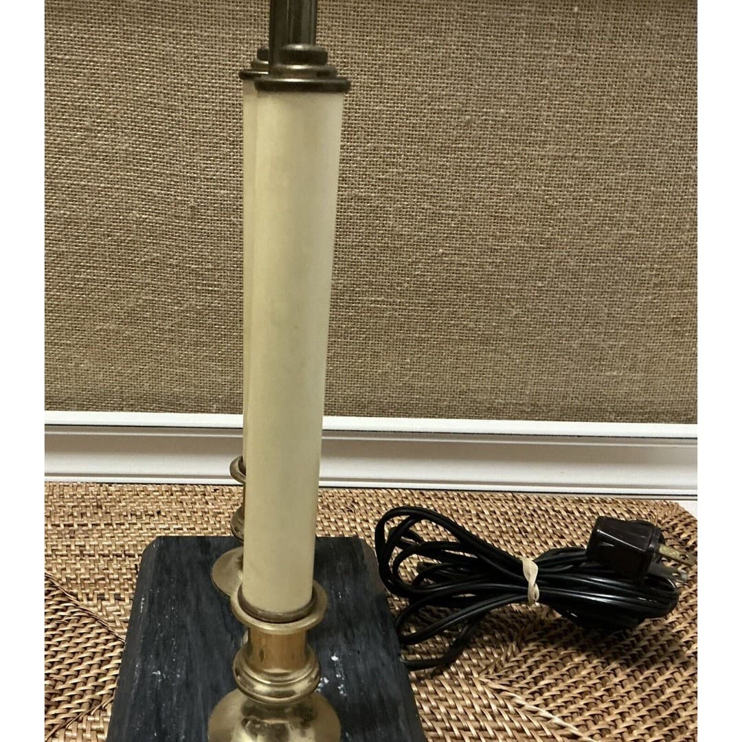 Vintage 18” Tall French Bouillotte Candle Stick Brass Table Lamp - Thumbnail 5