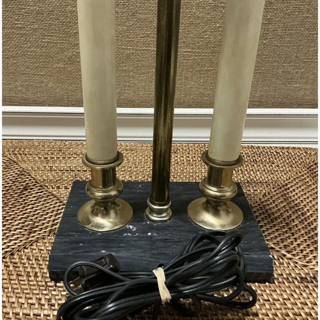 Vintage 18” Tall French Bouillotte Candle Stick Brass Table Lamp - Thumbnail 12