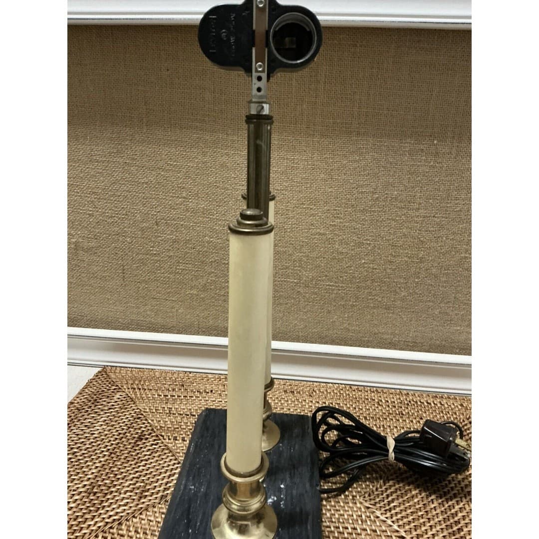 Vintage 18” Tall French Bouillotte Candle Stick Brass Table Lamp - Thumbnail 6