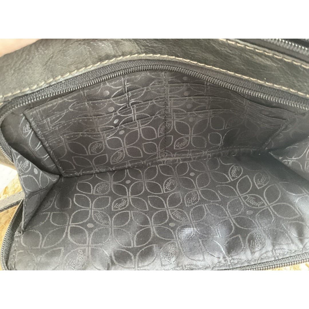 Fossil Small Leather Classic Crossbody Purse Bag Adjustable Strap Black - Thumbnail 7