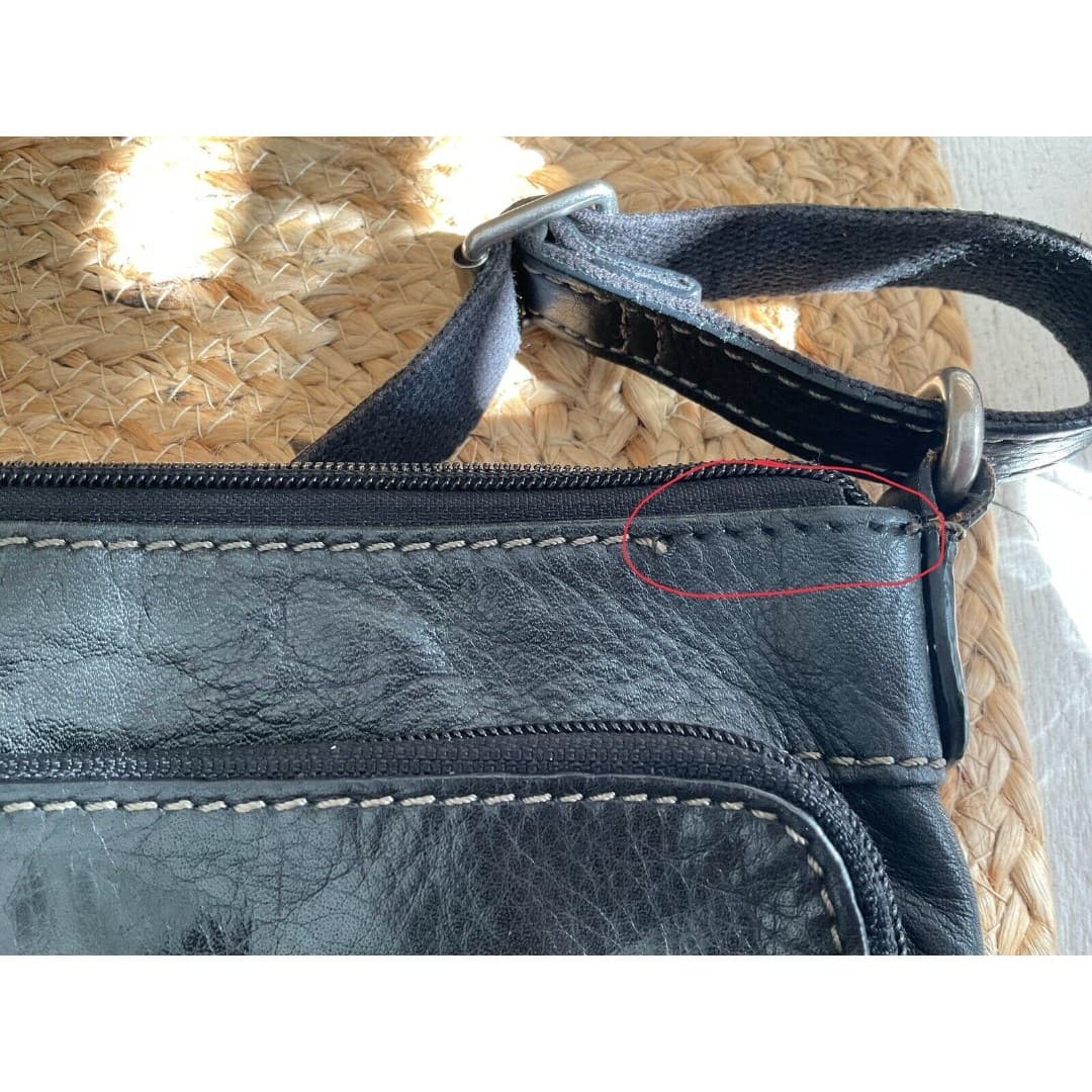 Fossil Small Leather Classic Crossbody Purse Bag Adjustable Strap Black - Thumbnail 6