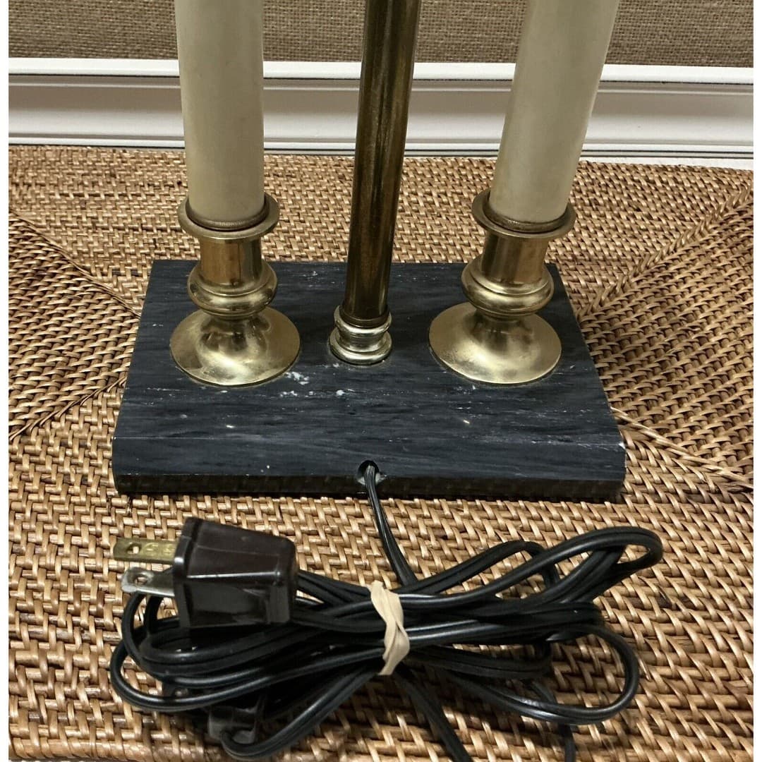 Vintage 18” Tall French Bouillotte Candle Stick Brass Table Lamp - Thumbnail 7