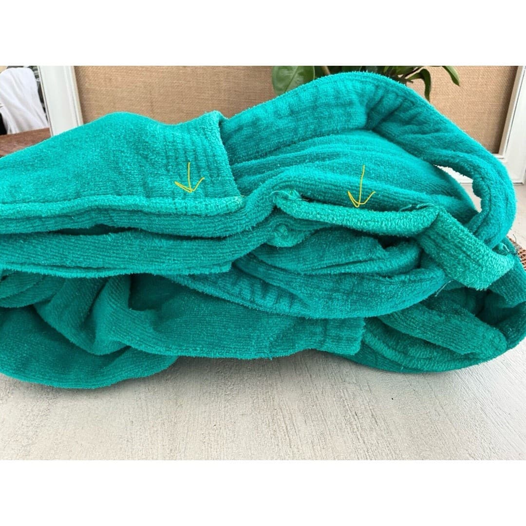 Vintage Hill & Archer Green Terry Cloth Cotton Unisex Bathrobe One Size - Thumbnail 6