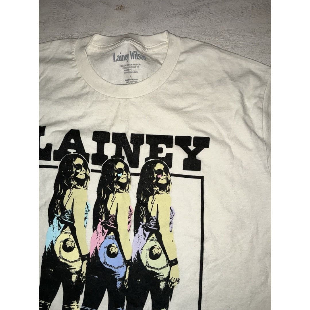 Lainey Wilson Cream T-Shirt Western Country Music Sz Large - Thumbnail 3