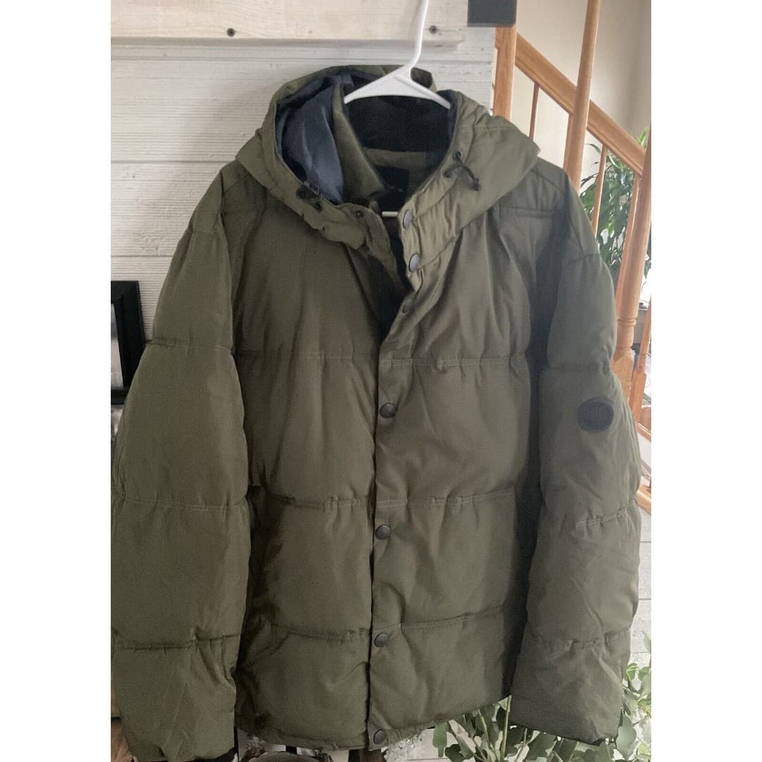 Lucky Brand Men's Jacket Hooded Heavy Puffer Olive Green Jacket 2XL-NWT - Thumbnail 3