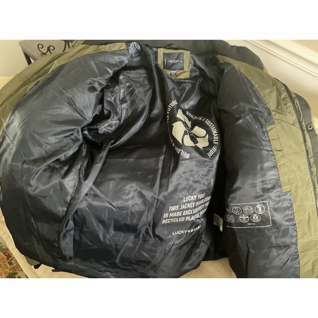 Lucky Brand Men's Jacket Hooded Heavy Puffer Olive Green Jacket 2XL-NWT - Thumbnail 10