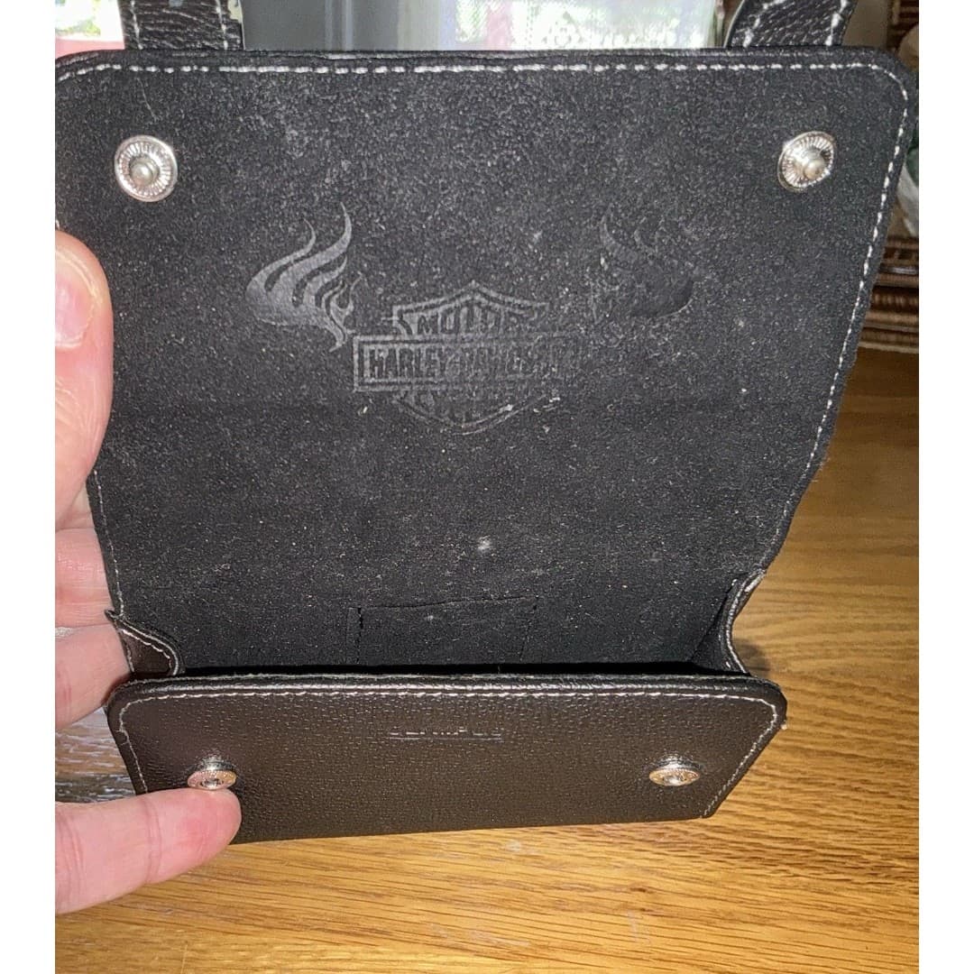 Harley Davidson Phone Case Small Black Leather Belt Loop Biker Motorcycle Purse - Thumbnail 4