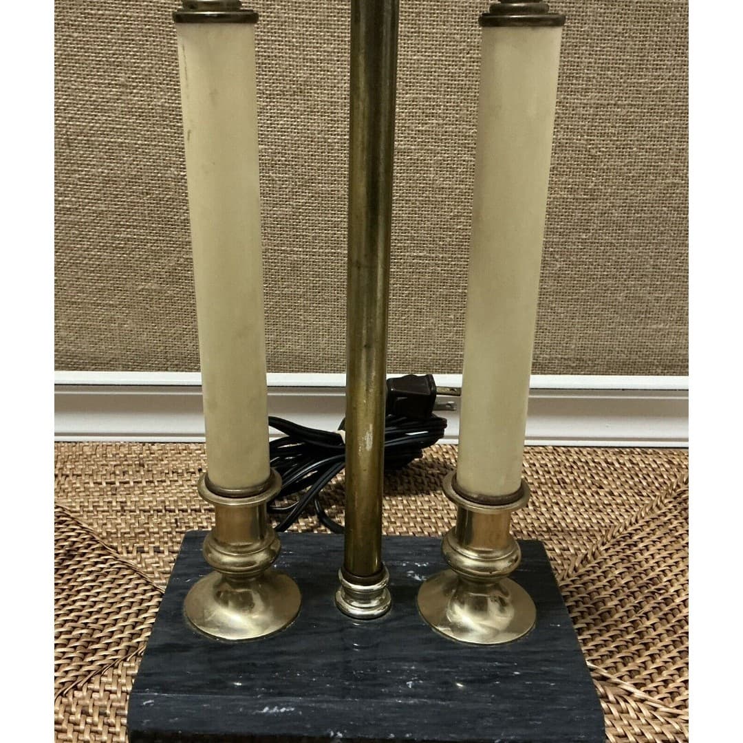 Vintage 18” Tall French Bouillotte Candle Stick Brass Table Lamp - Thumbnail 4