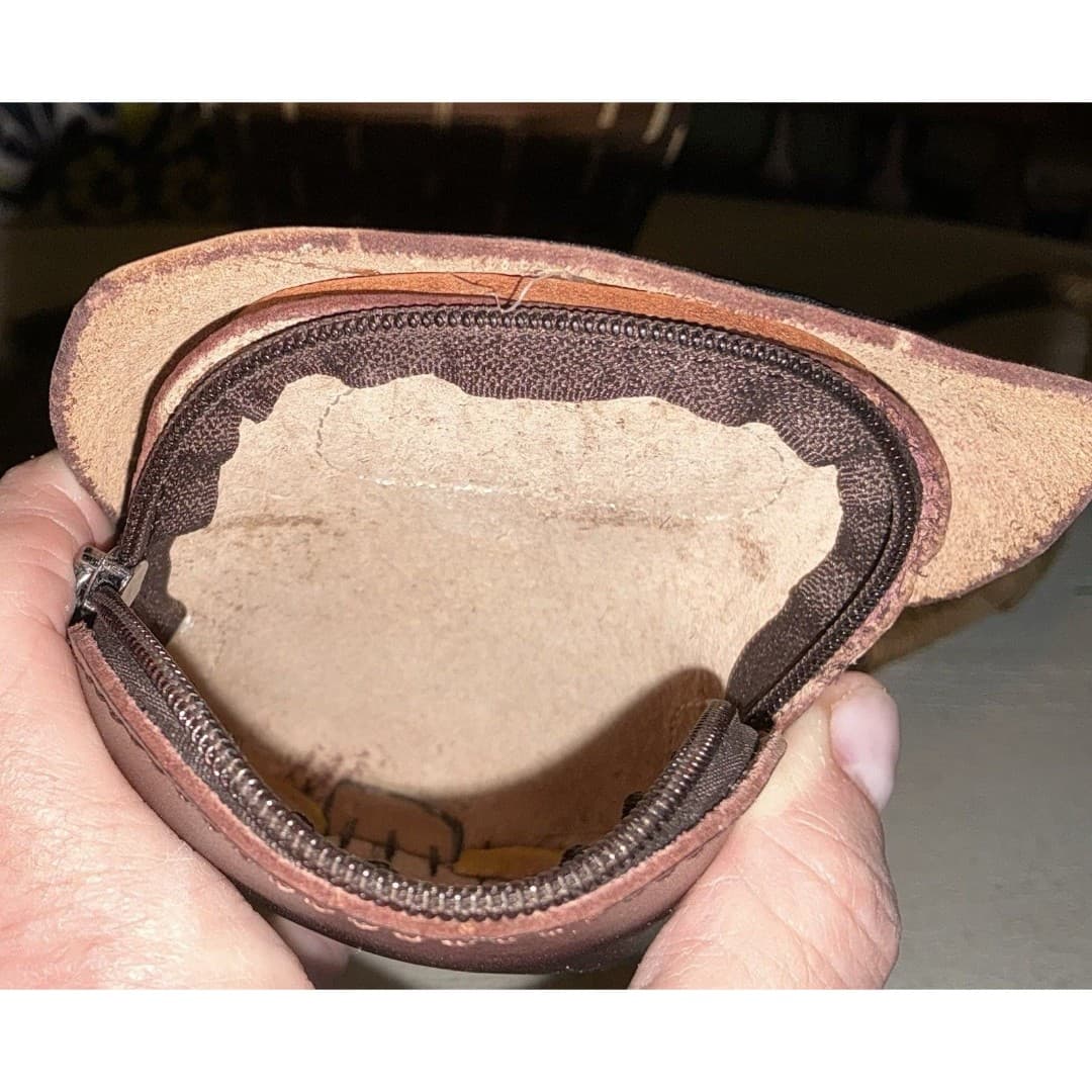 Brown Owl Leather Coin Change Purse Wallet Wristlet Bag Keychain Zipper Handmade - Thumbnail 5