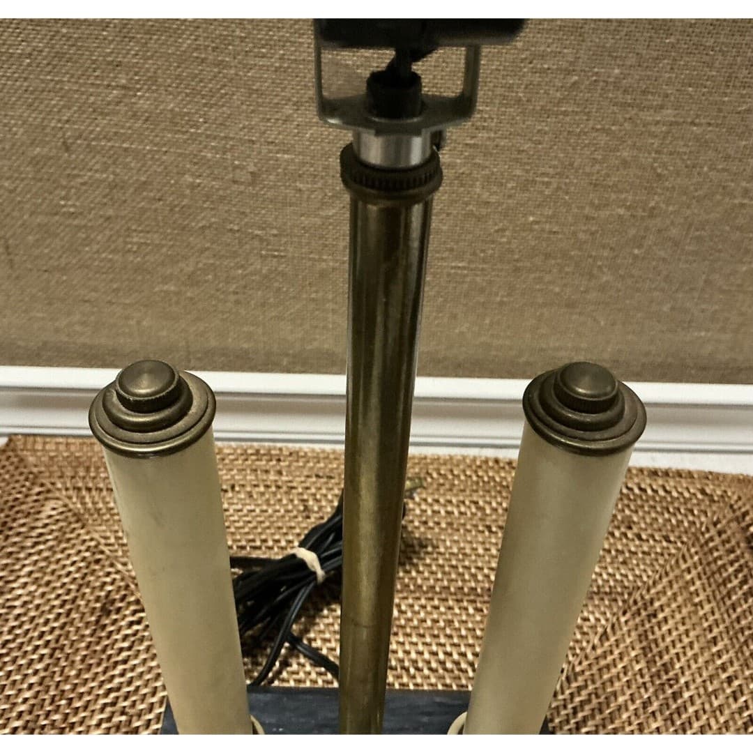 Vintage 18” Tall French Bouillotte Candle Stick Brass Table Lamp - Thumbnail 8