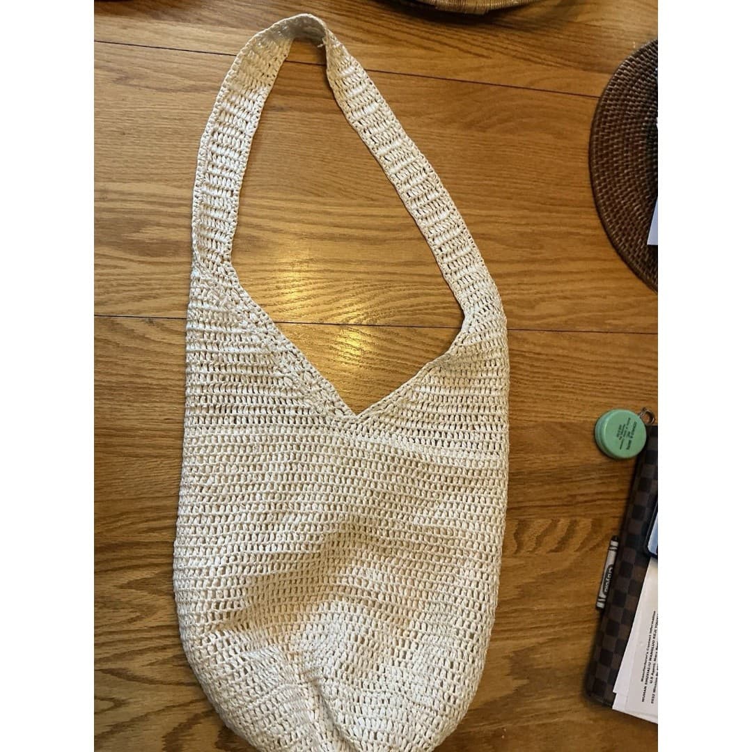 Straw Hobo Bag For Women Vtg Handbag Tote Bag Beach Bag - Thumbnail 3