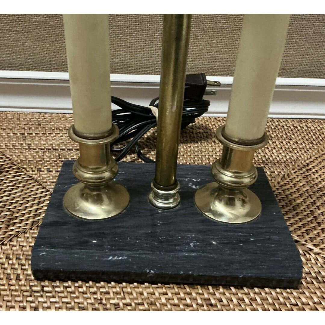 Vintage 18” Tall French Bouillotte Candle Stick Brass Table Lamp - Thumbnail 3