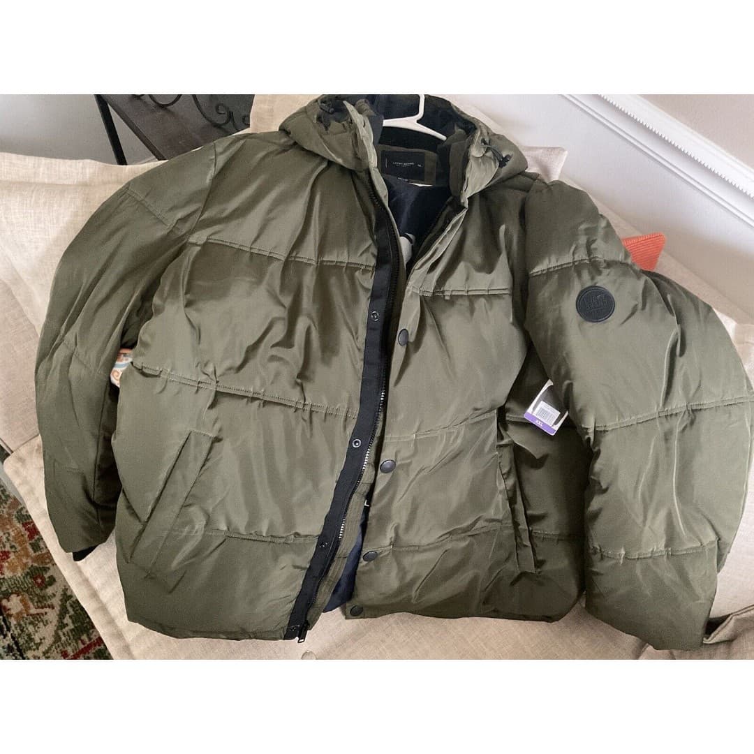 Lucky Brand Men's Jacket Hooded Heavy Puffer Olive Green Jacket 2XL-NWT - Thumbnail 9