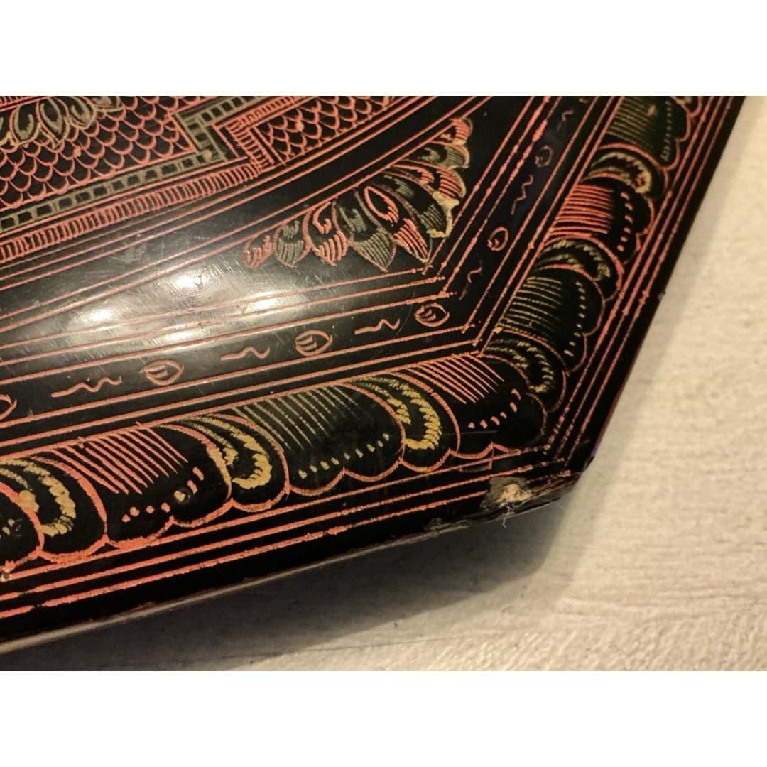 Vintage Asian Lacquer Octagonal Folding Legs Table--Tabouret Stand - Thumbnail 10