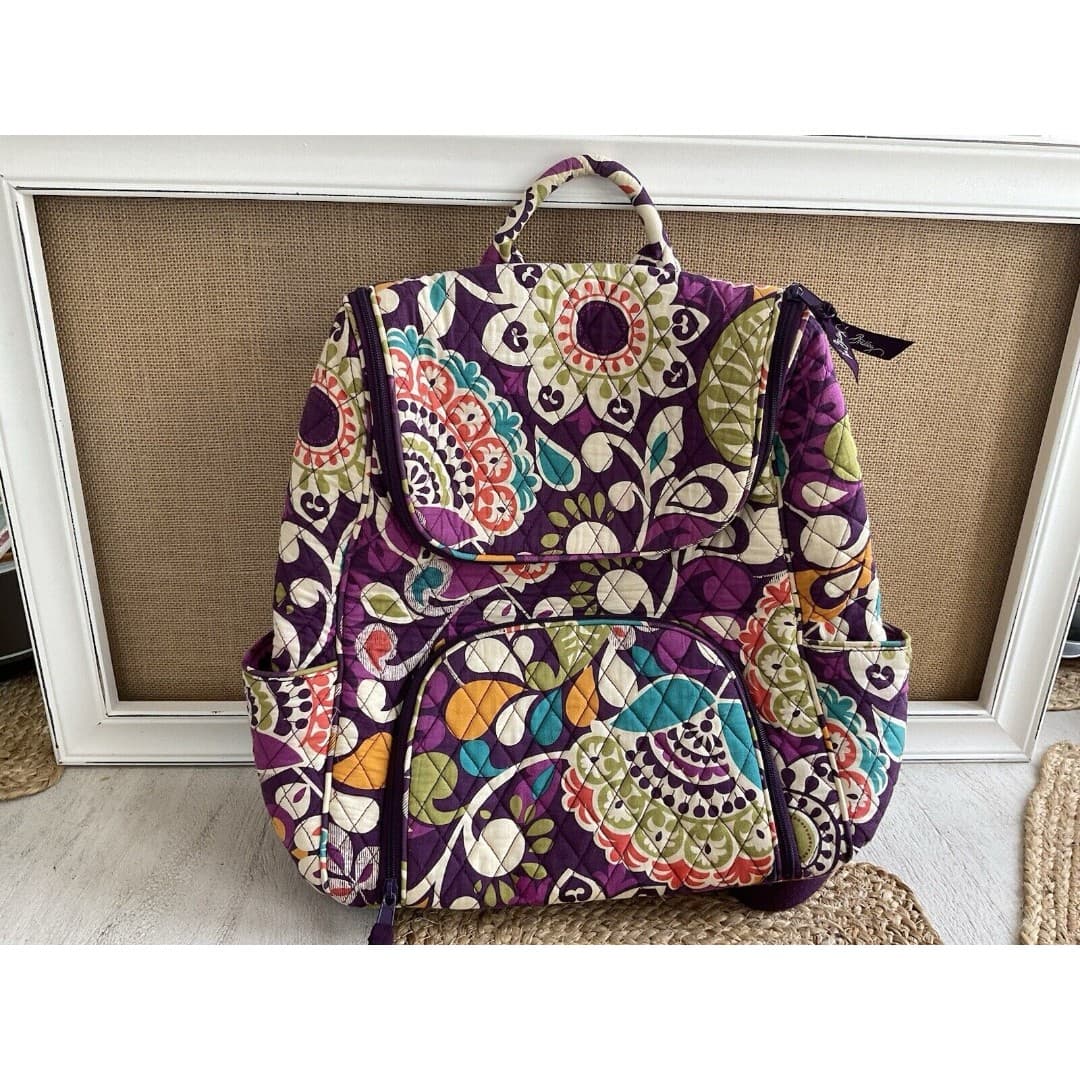Vera Bradley Large PLUM CRAZY Backpack 16 x 12 x 6