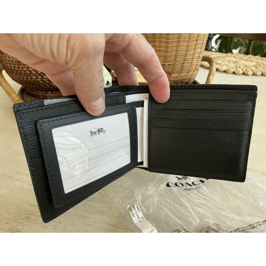 Coach Mens Wallet Black Leather NWT - Thumbnail 3