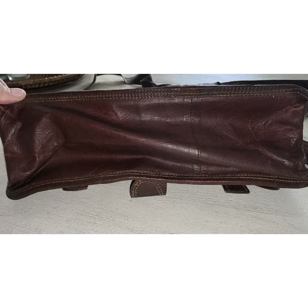 Cuero Bag Mens 14” Brown Leather Messenger Laptop Crossbody Vintage - Thumbnail 7
