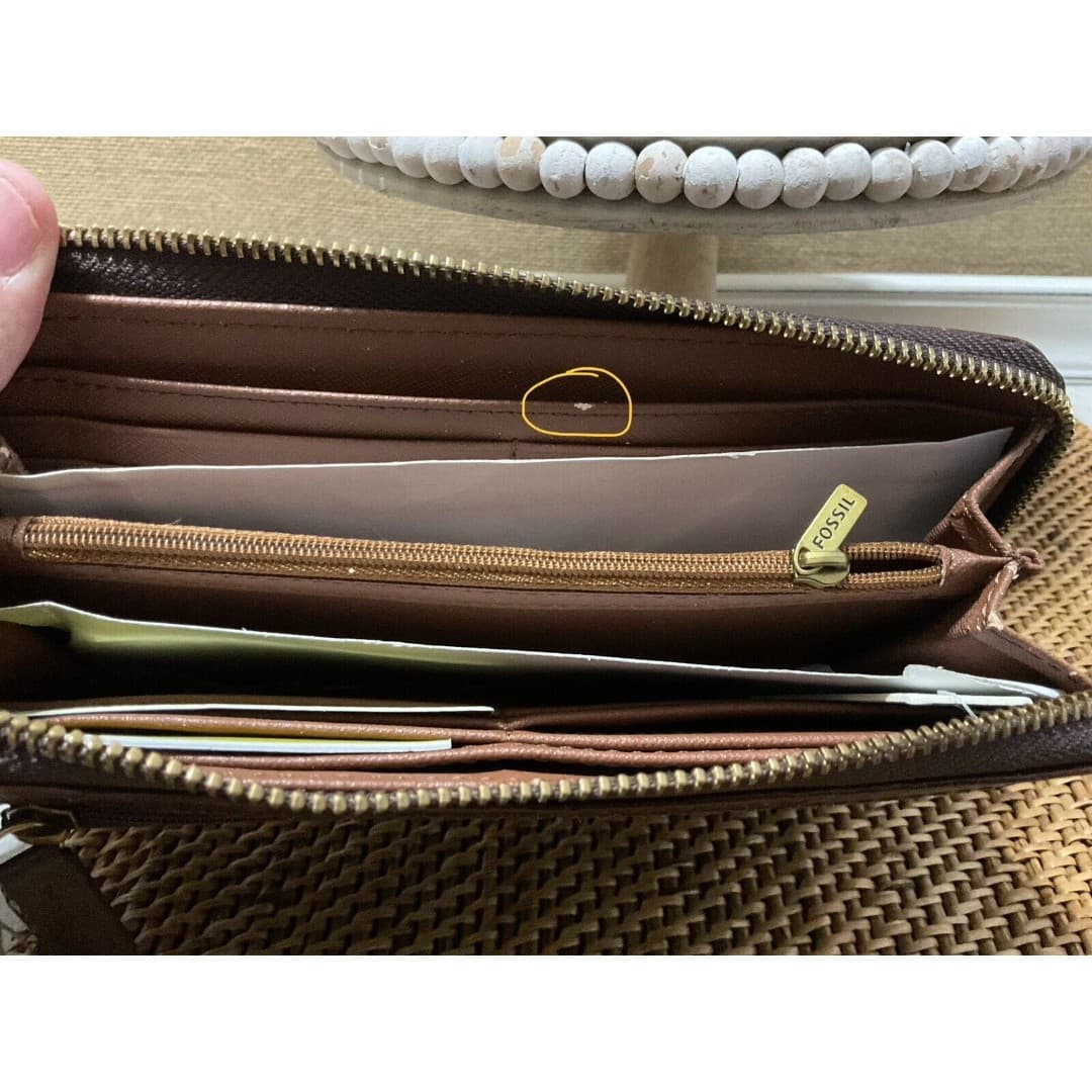 Fossil Large Zip Around Women's Brown Crocodile Wallet /Wristlet NWT - Thumbnail 7