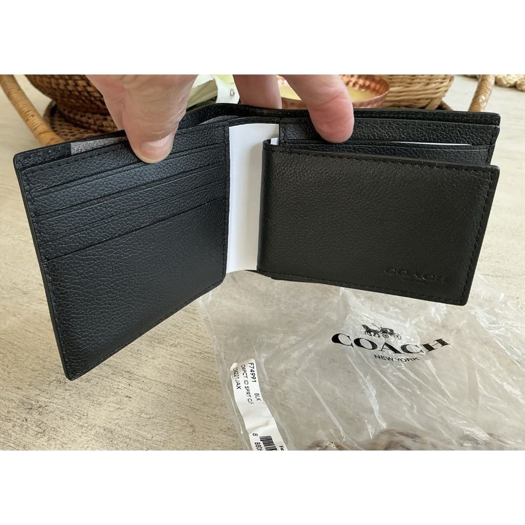 Coach Mens Wallet Black Leather NWT - Thumbnail 2