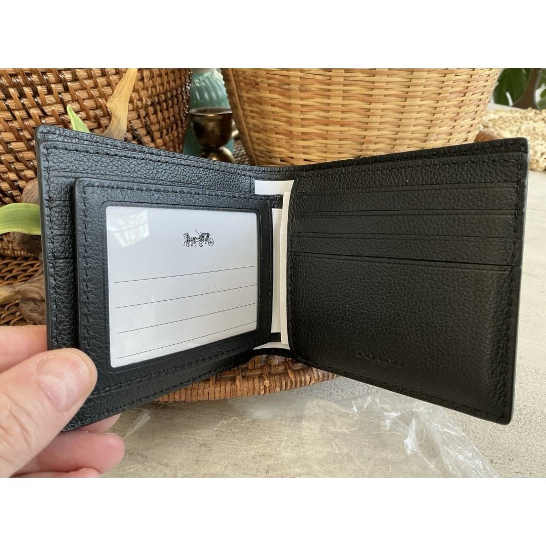 Coach Mens Wallet Black Leather NWT - Thumbnail 7