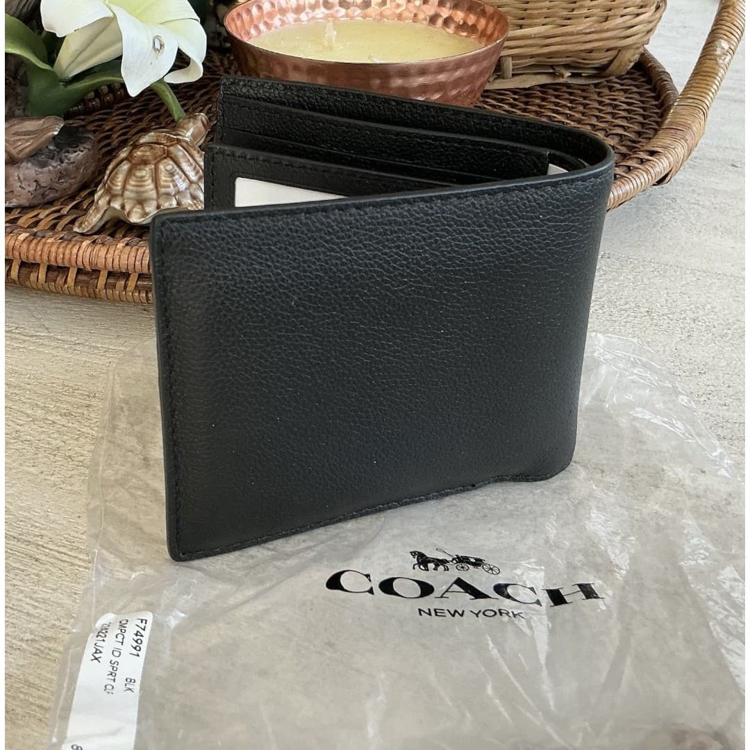 Coach Mens Wallet Black Leather NWT - Thumbnail 5
