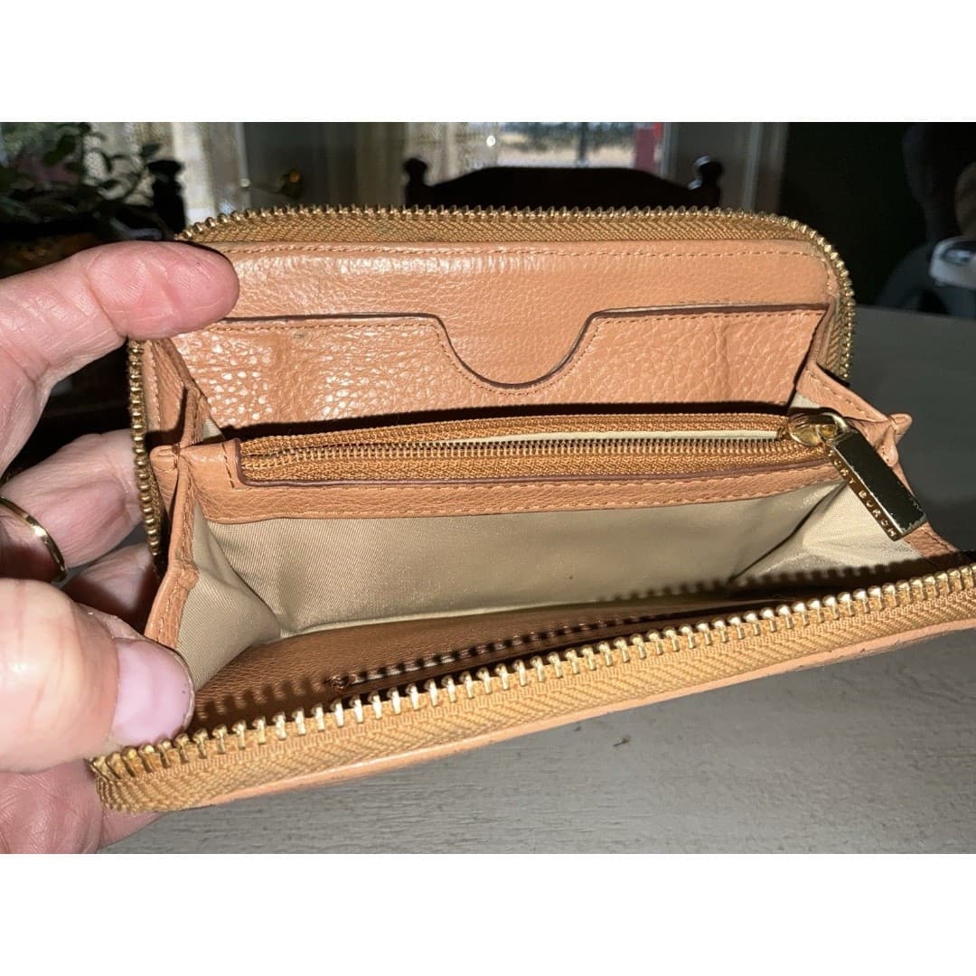 Tory Burch Thea Zip Around Wallet Wristlet Cognac Brown READ - Thumbnail 5