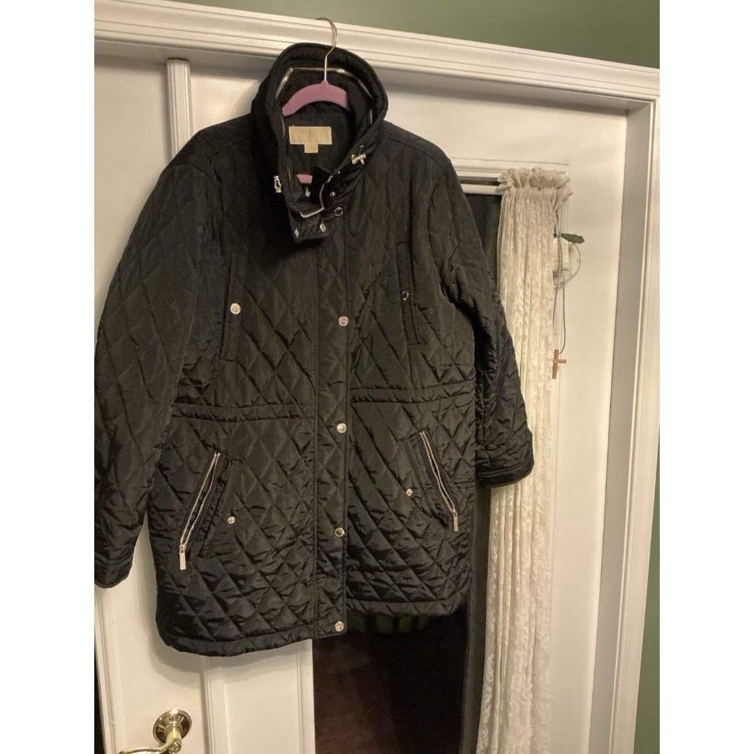Michael Kors Women's Quilted Black Anorak Coat 2XL - Thumbnail 2