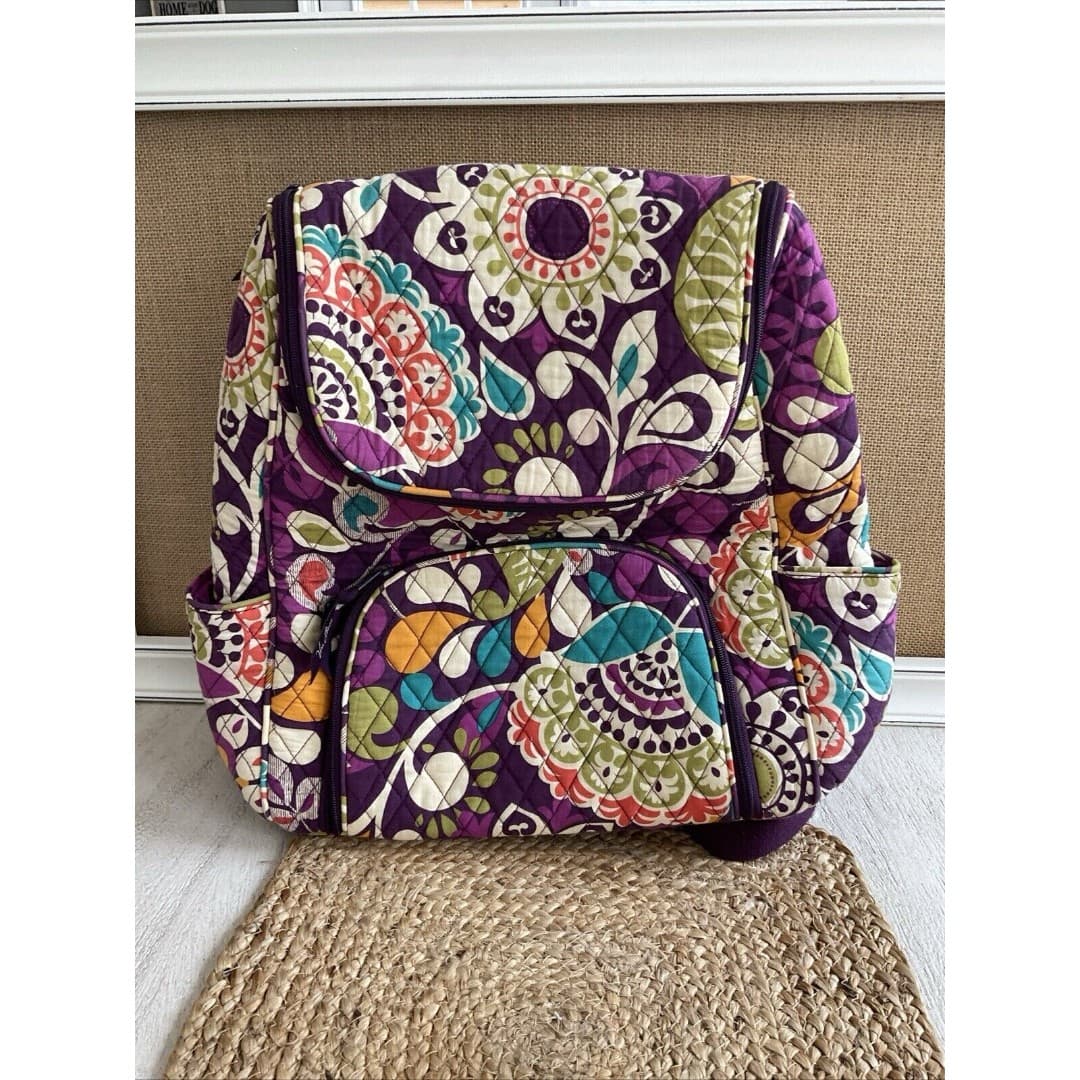 Vera Bradley Large PLUM CRAZY Backpack 16 x 12 x 6 - Thumbnail 2