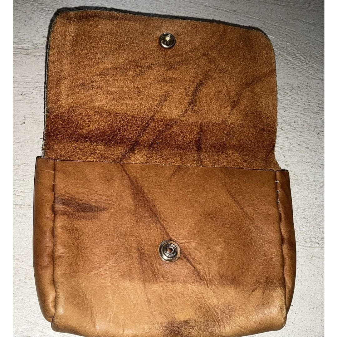 Vtg Brown Leather Clip Belt Bag Fanny Purse Bag - Thumbnail 3