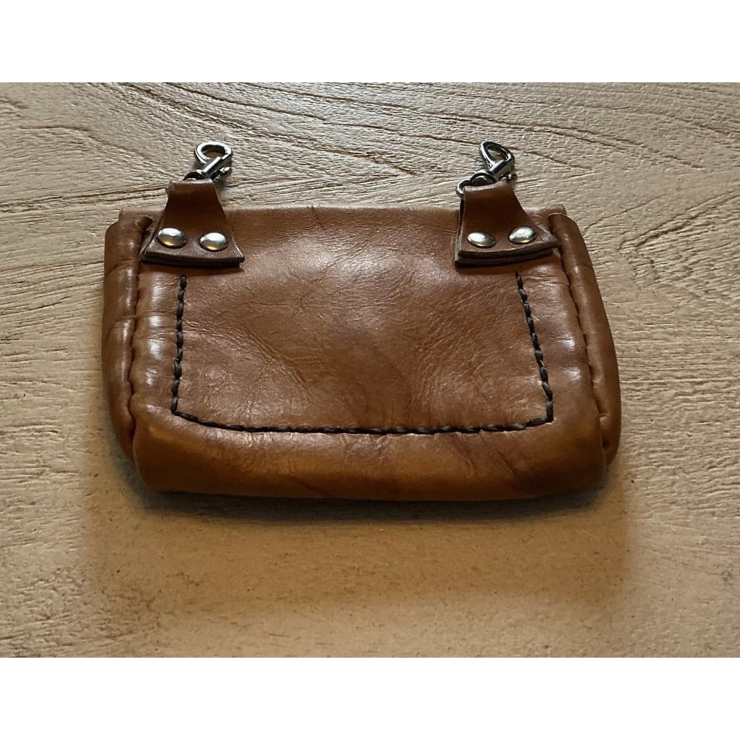Vtg Brown Leather Clip Belt Bag Fanny Purse Bag - Thumbnail 7
