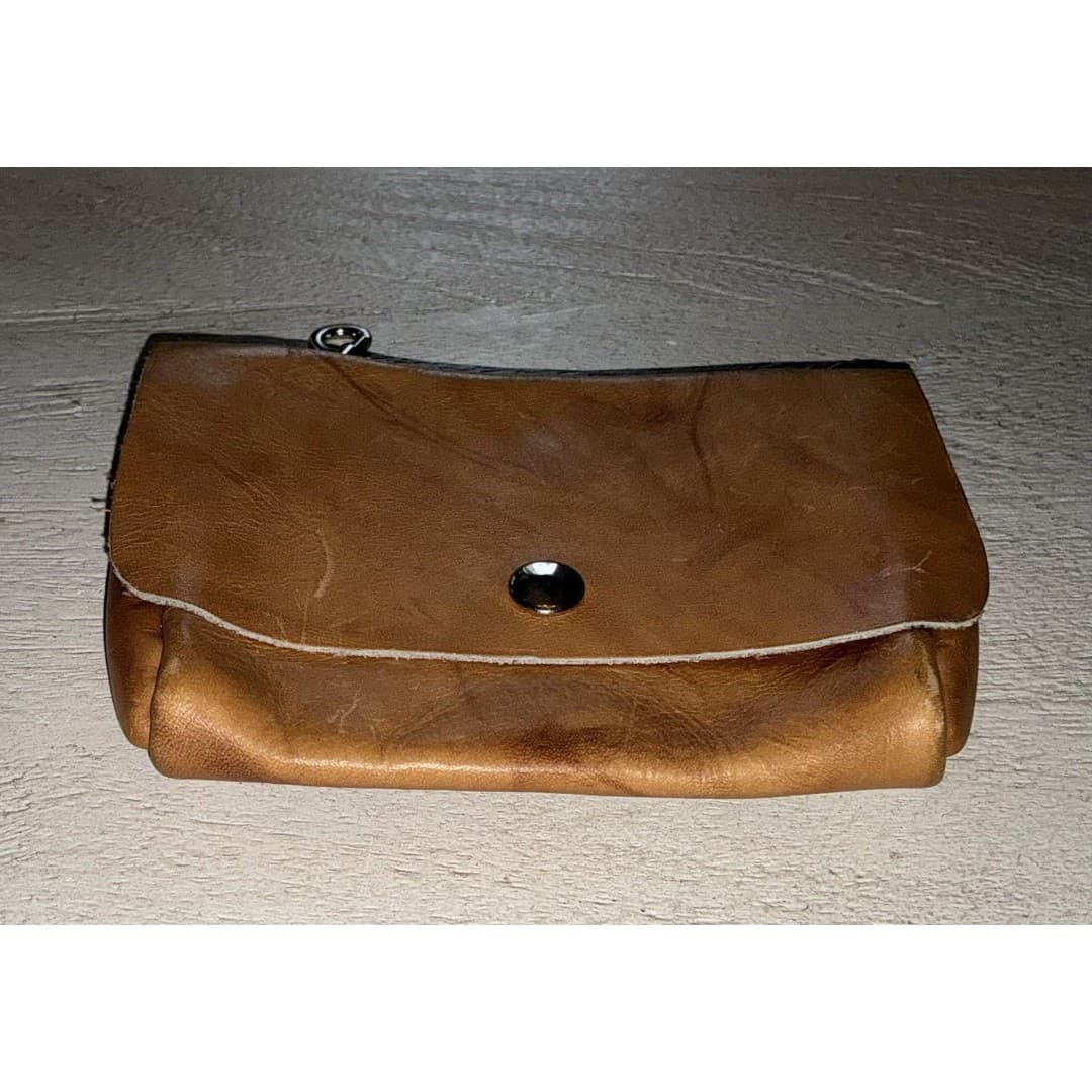 Vtg Brown Leather Clip Belt Bag Fanny Purse Bag - Thumbnail 6
