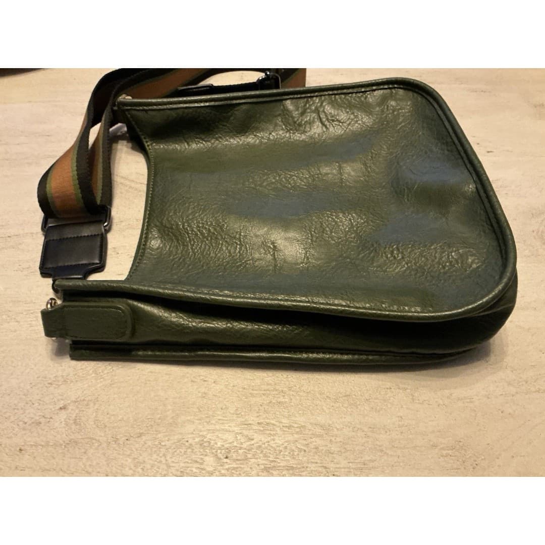 Ah-Dorned Silver Vegan Leather Crossbody Messenger Bag w/ Strap - Thumbnail 5