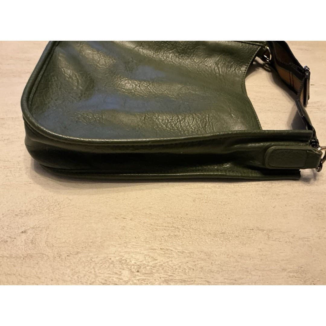 Ah-Dorned Silver Vegan Leather Crossbody Messenger Bag w/ Strap - Thumbnail 4