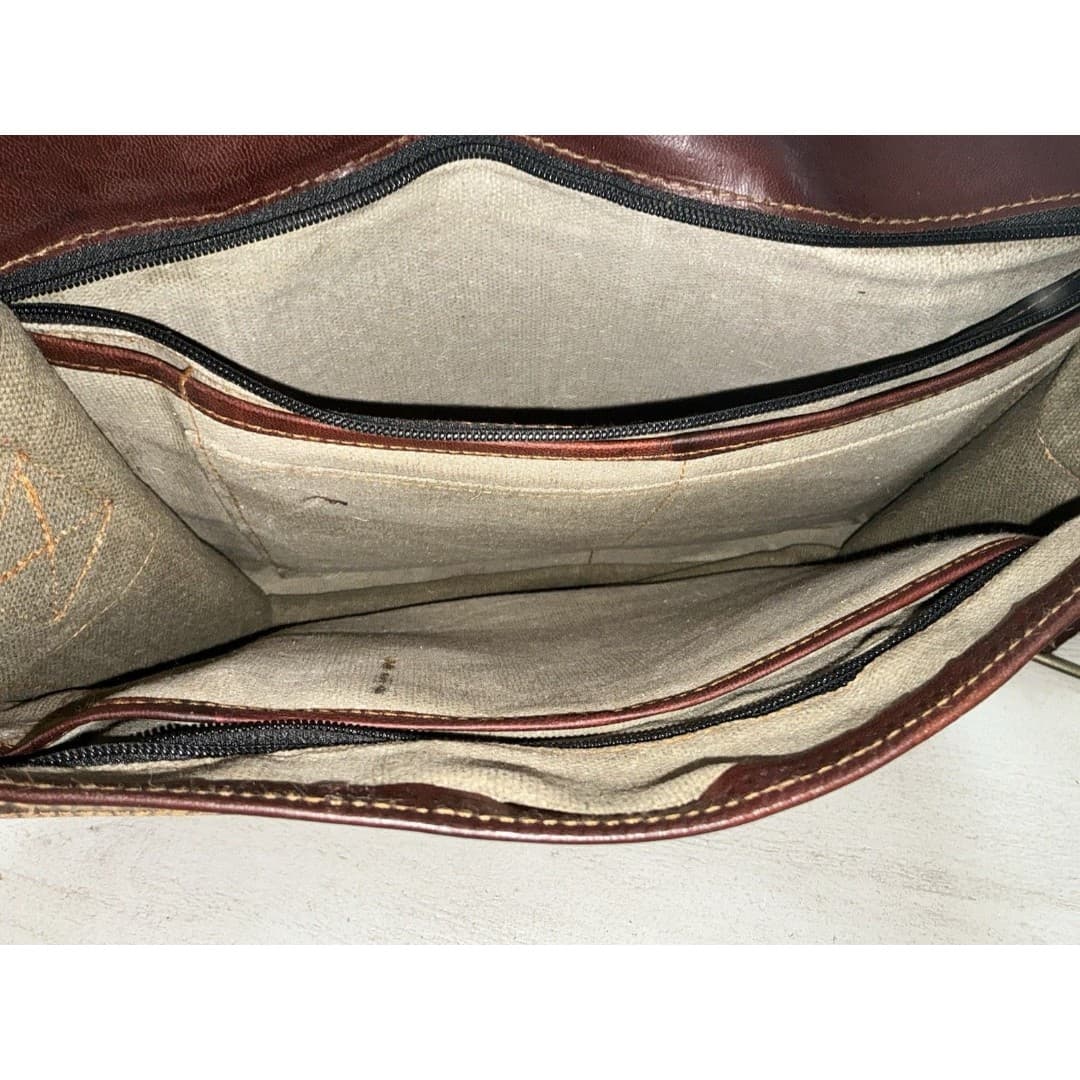 Cuero Bag Mens 14” Brown Leather Messenger Laptop Crossbody Vintage - Thumbnail 9