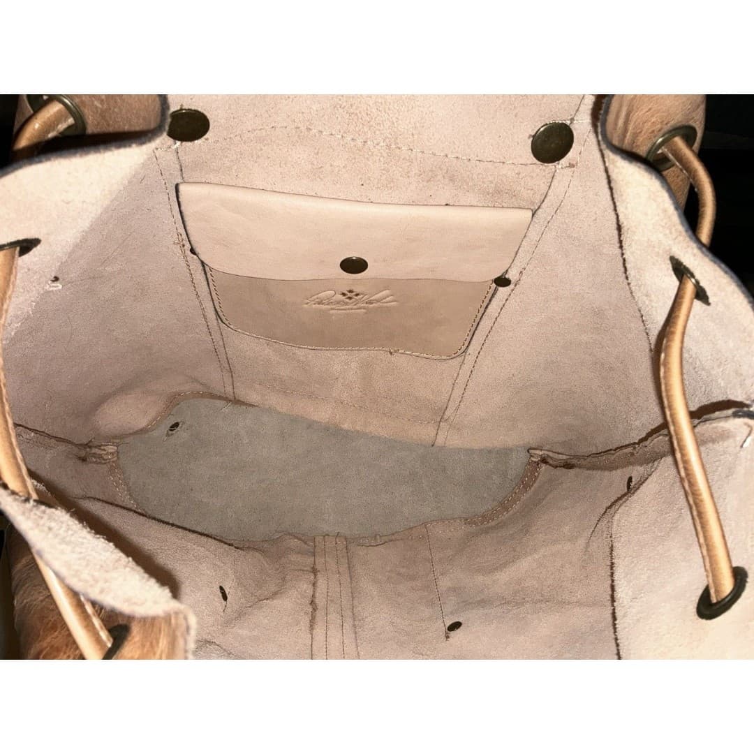 Patricia Nash Leather Backpack Tan Cognac Distressed Vintage Drawstring & Buckle - Thumbnail 7