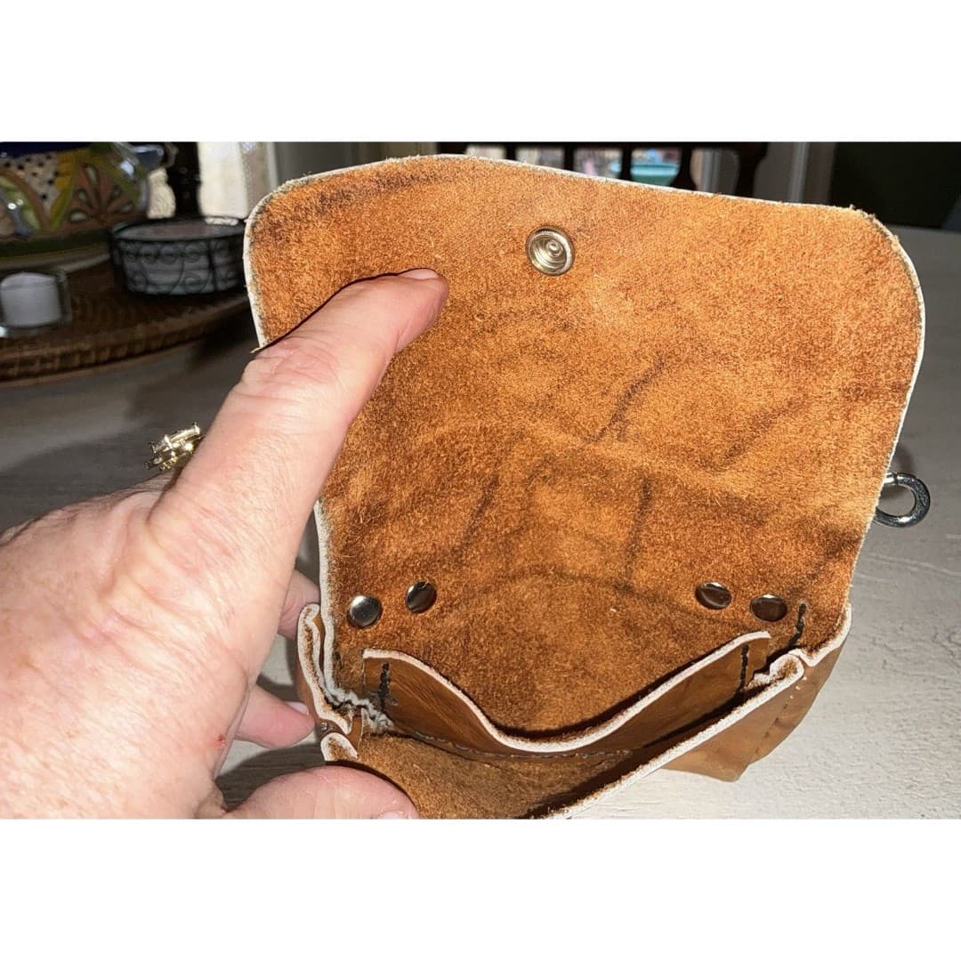 Vtg Brown Leather Clip Belt Bag Fanny Purse Bag - Thumbnail 4