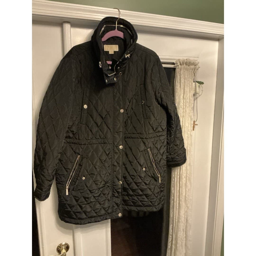 Michael Kors Women's Quilted Black Anorak Coat 2XL - Thumbnail 3