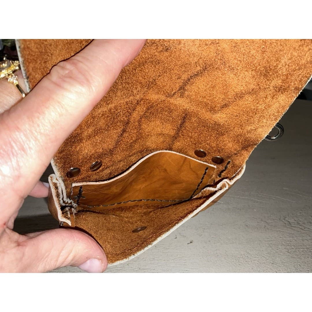 Vtg Brown Leather Clip Belt Bag Fanny Purse Bag - Thumbnail 5
