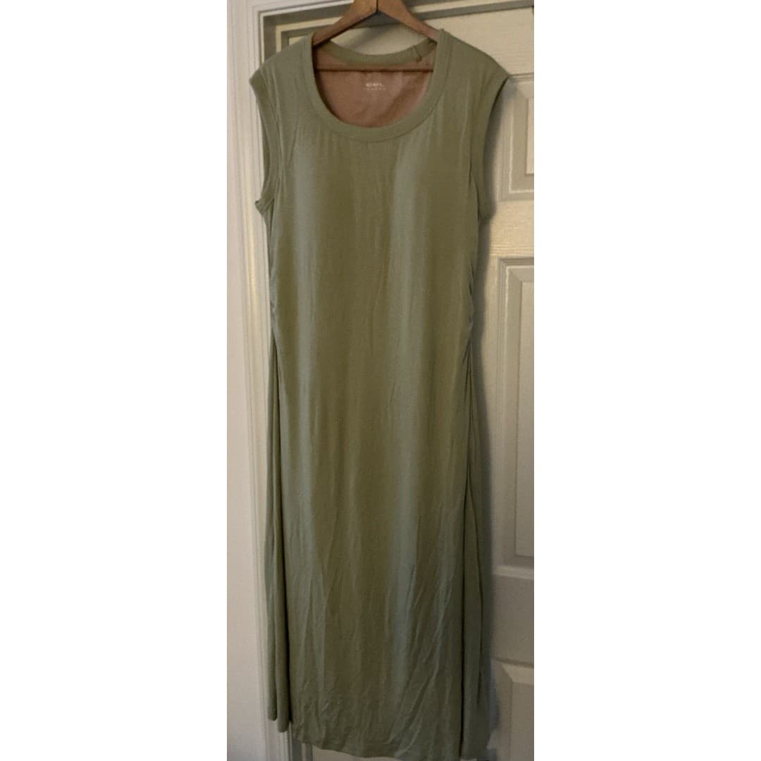 OGL Scoop Neck Side Ruched New Airy Bra MIDI Dress 2XL NWT Limechino - Thumbnail 4