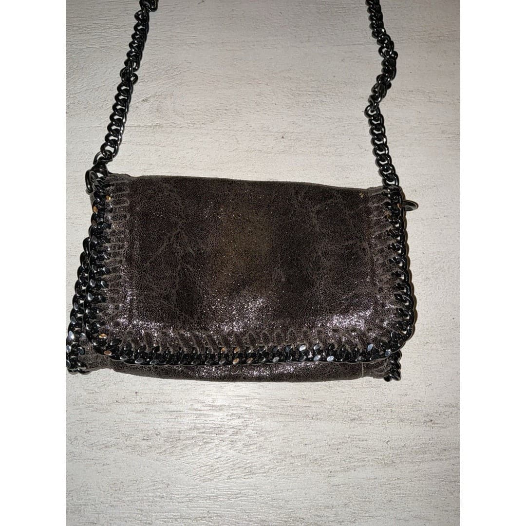Borse in Pelle Crossbody Bag or Clutch Brown Italian Leather Gold Chain