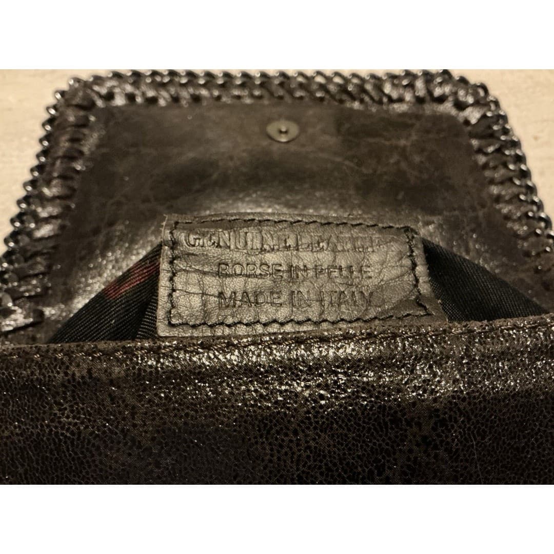 Borse in Pelle Crossbody Bag or Clutch Brown Italian Leather Gold Chain - Thumbnail 6