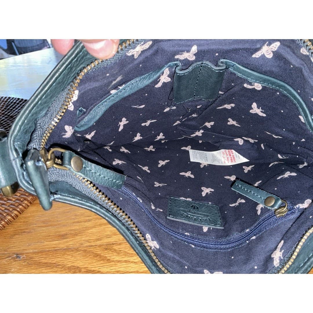 FATFACE Blue Leather Crossbody Bag Messenger Shoulder Strap Pockets - Thumbnail 5